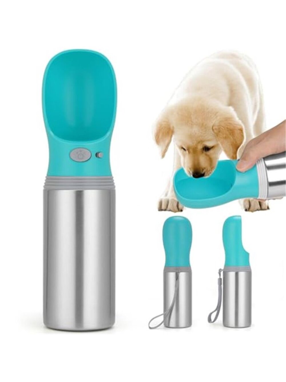 Portable Dog Water Bottle 14 OZ Stainless Steel Pet Water Dispenser